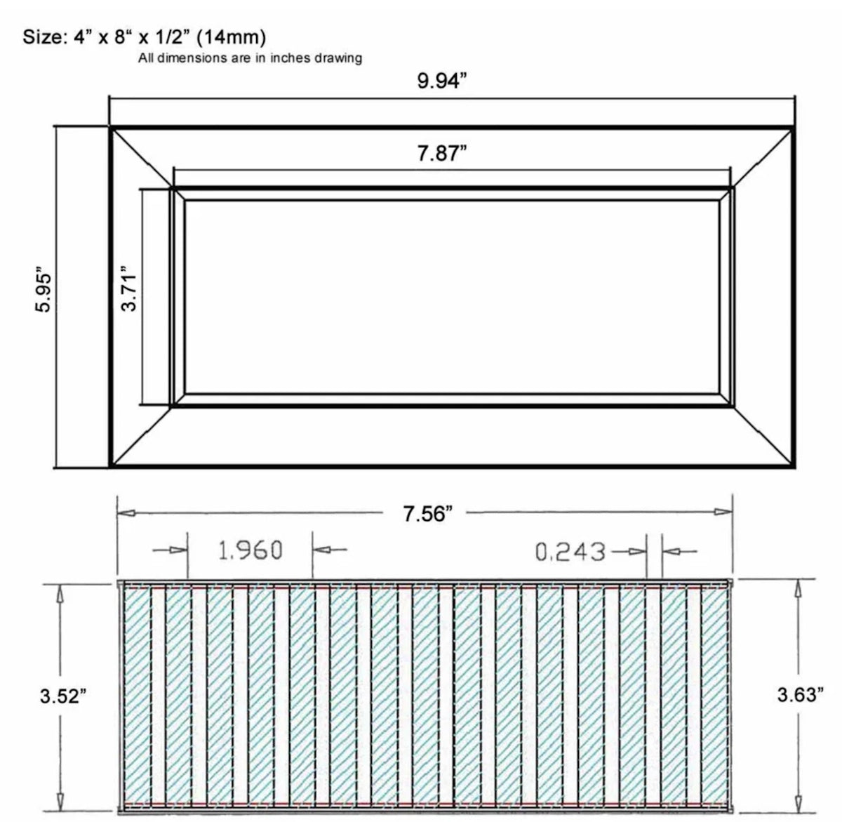 Chameleon Tile Vent Registers 4 x 8 Inch