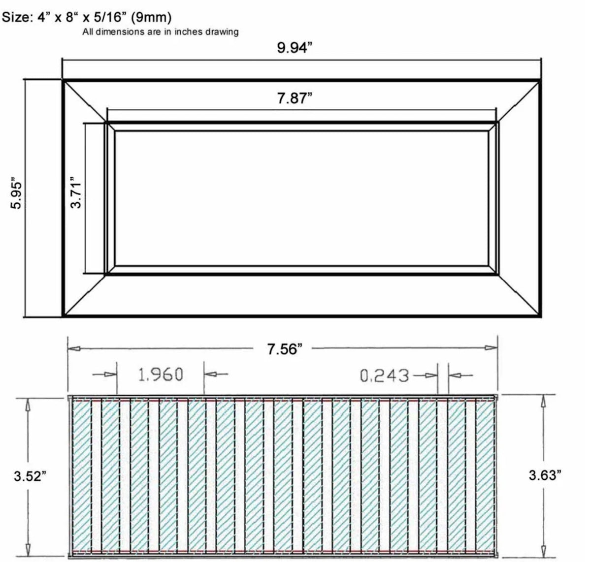 Chameleon Tile Vent Registers 4 x 8 Inch