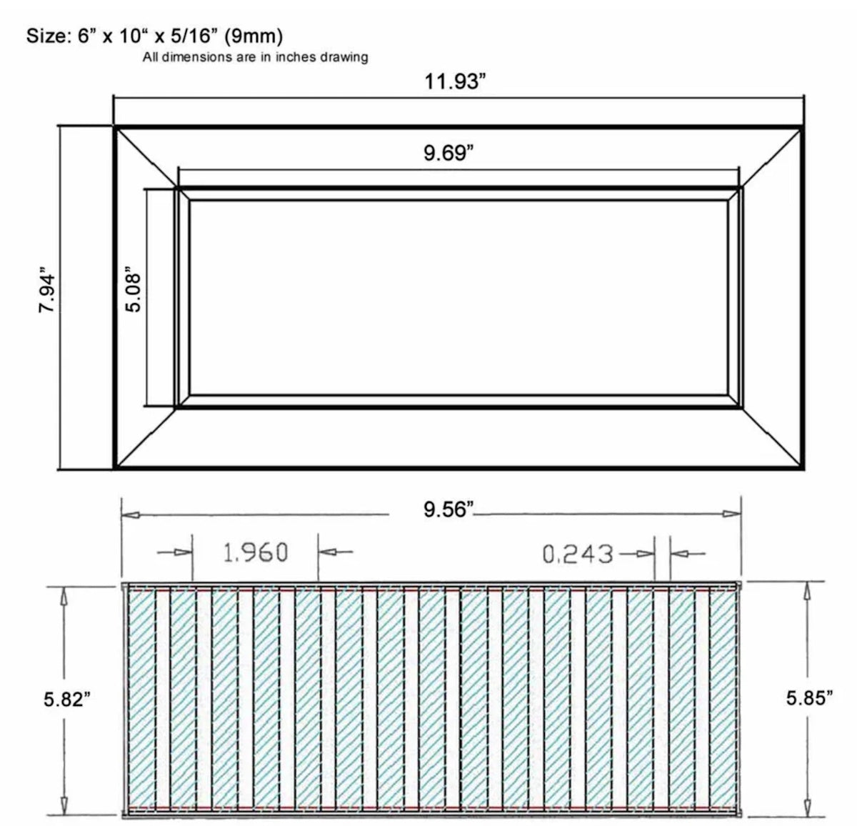 Chameleon Tile Vent Registers 6 x 10 Inch