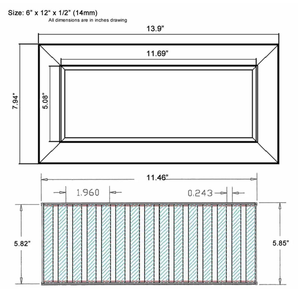 Chameleon Tile Vent Registers 6 x 12 Inch