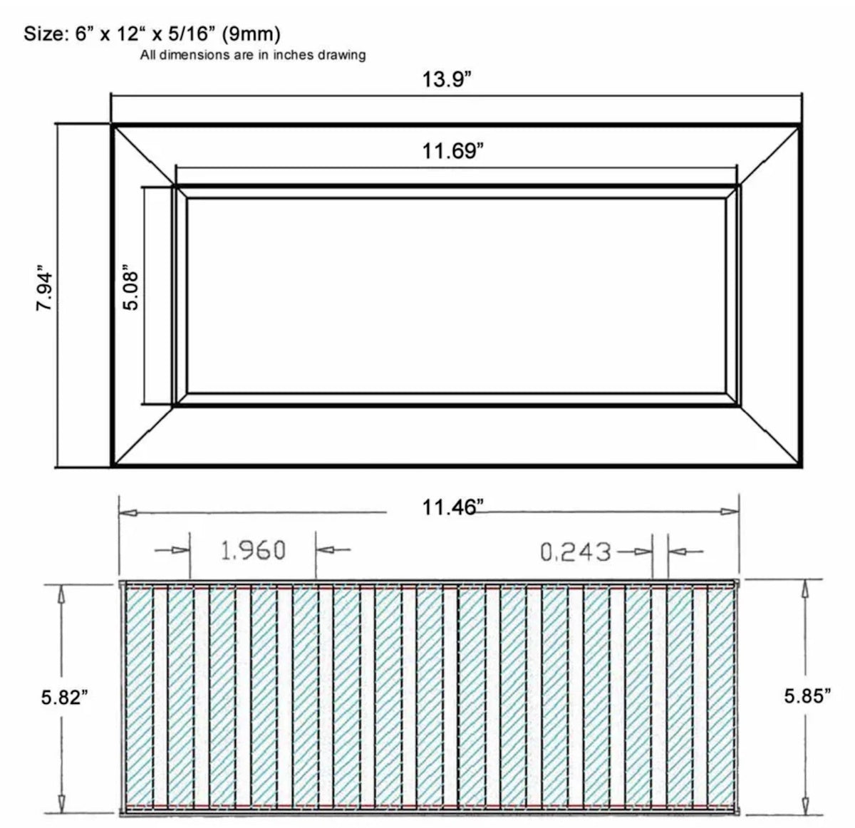 Chameleon Tile Vent Registers 6 x 12 Inch