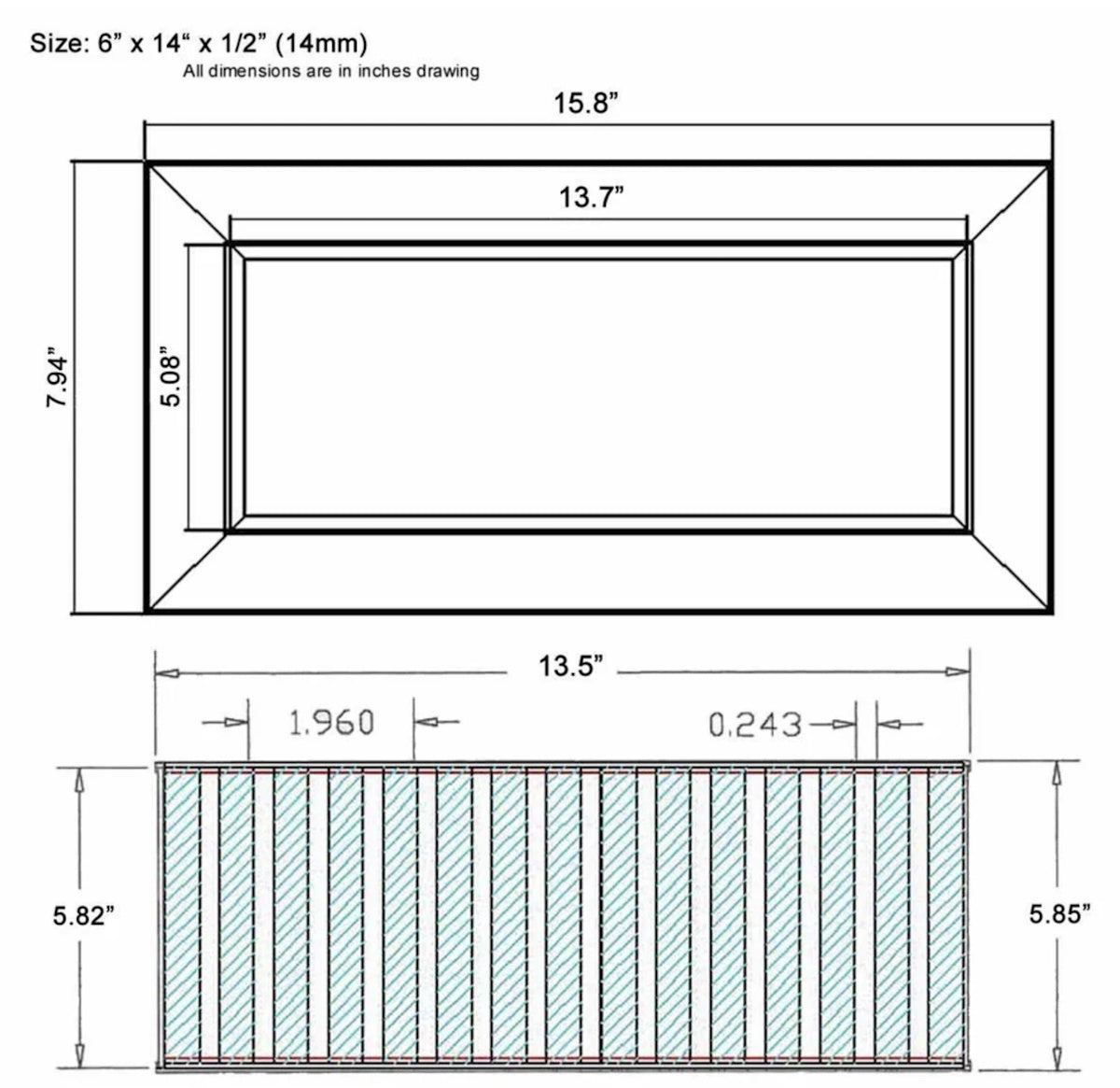 Chameleon Tile Vent Registers 6 x 14 Inch