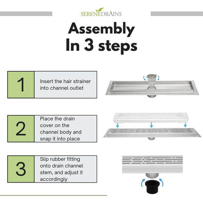 Modern Black Stainless Steel Linear Shower Drain for Tile Floors