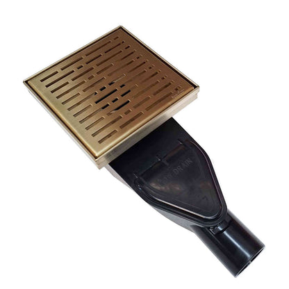 SereneDrains Square Shower Drain with ABS Horizontal Side Discharge Converter Kit