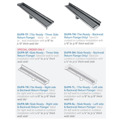 Wall-to-Wall Linear Shower Drain, Brushed Square Perforated Design, Drains Unlimited