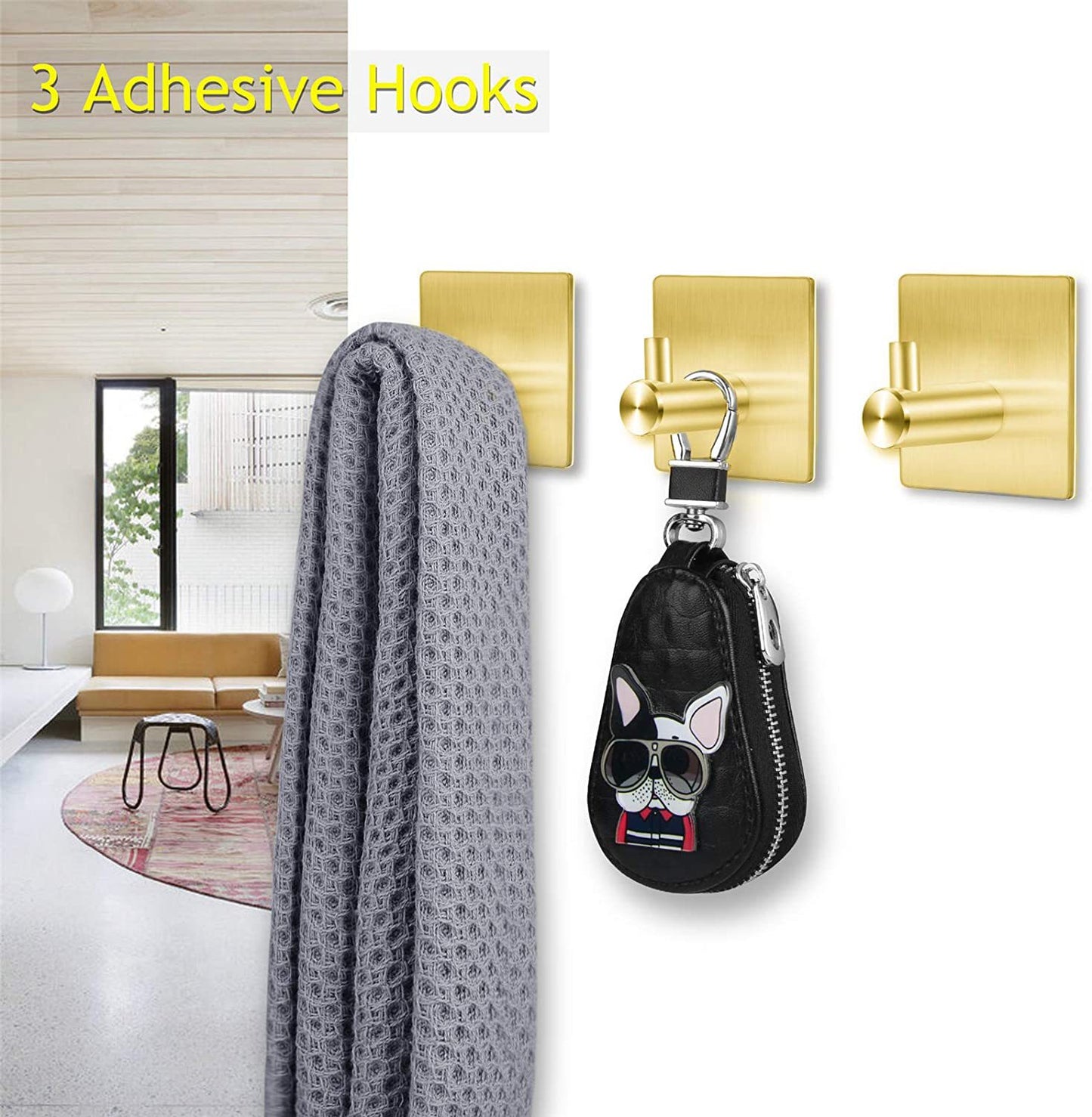 Gold 16-Inch Towel Bar Bathroom Set, Wall Mount Stainless Steel Shower Accessories Set