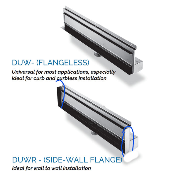 Recessed Linear Wall Drain Wall to Wall Flange Design | Drains Unlimited