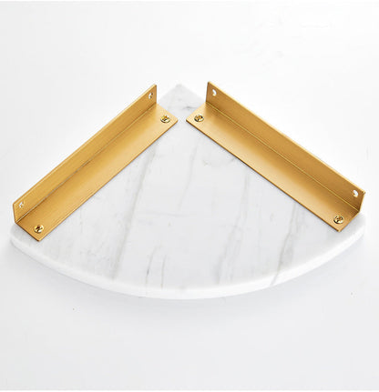 White Marble Wall-Mounted Rounded Shower Shelf