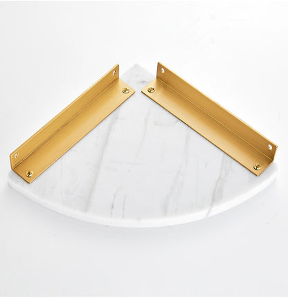 Green Marble Wall-Mounted Rounded Shower Shelf