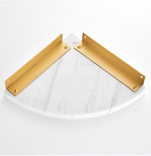 Green Marble Wall-Mounted Rounded Shower Shelf