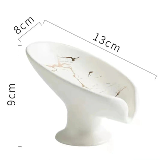 White Ceramic Soap Dish with Drain Tray