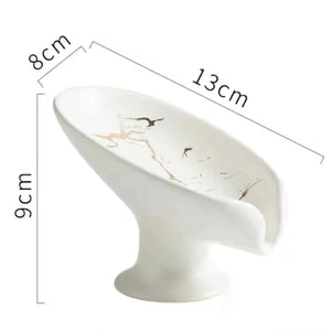 White Ceramic Soap Dish with Drain Tray