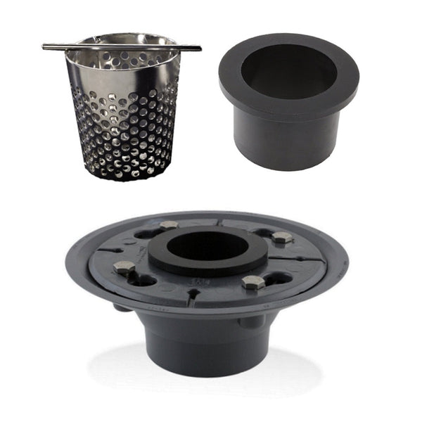 SereneDrains 16 Inch Linear Shower Drain Kit with 2 Inch Drain Flange, Hair Trap | 6 Grate Designs