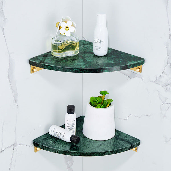 Green Marble Wall-Mounted Rounded Shower Shelf