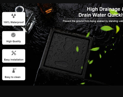 Black Stainless Steel 4 Inch and 6 Inch Shower Drains, Concealed Flange Design