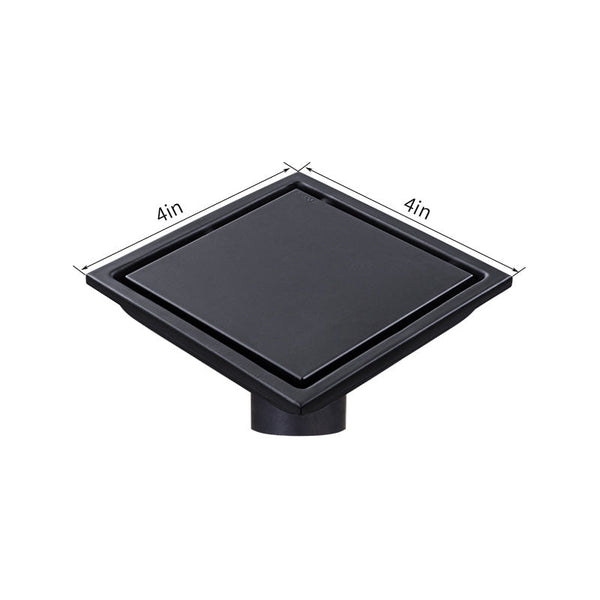 Black Stainless Steel 4 Inch and 6 Inch Shower Drains, Concealed Flange Design