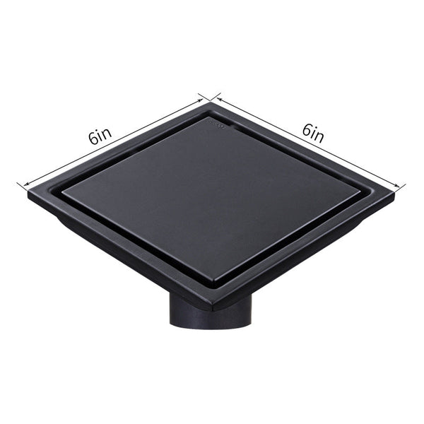 Black Stainless Steel 4 Inch and 6 Inch Shower Drains, Concealed Flange Design