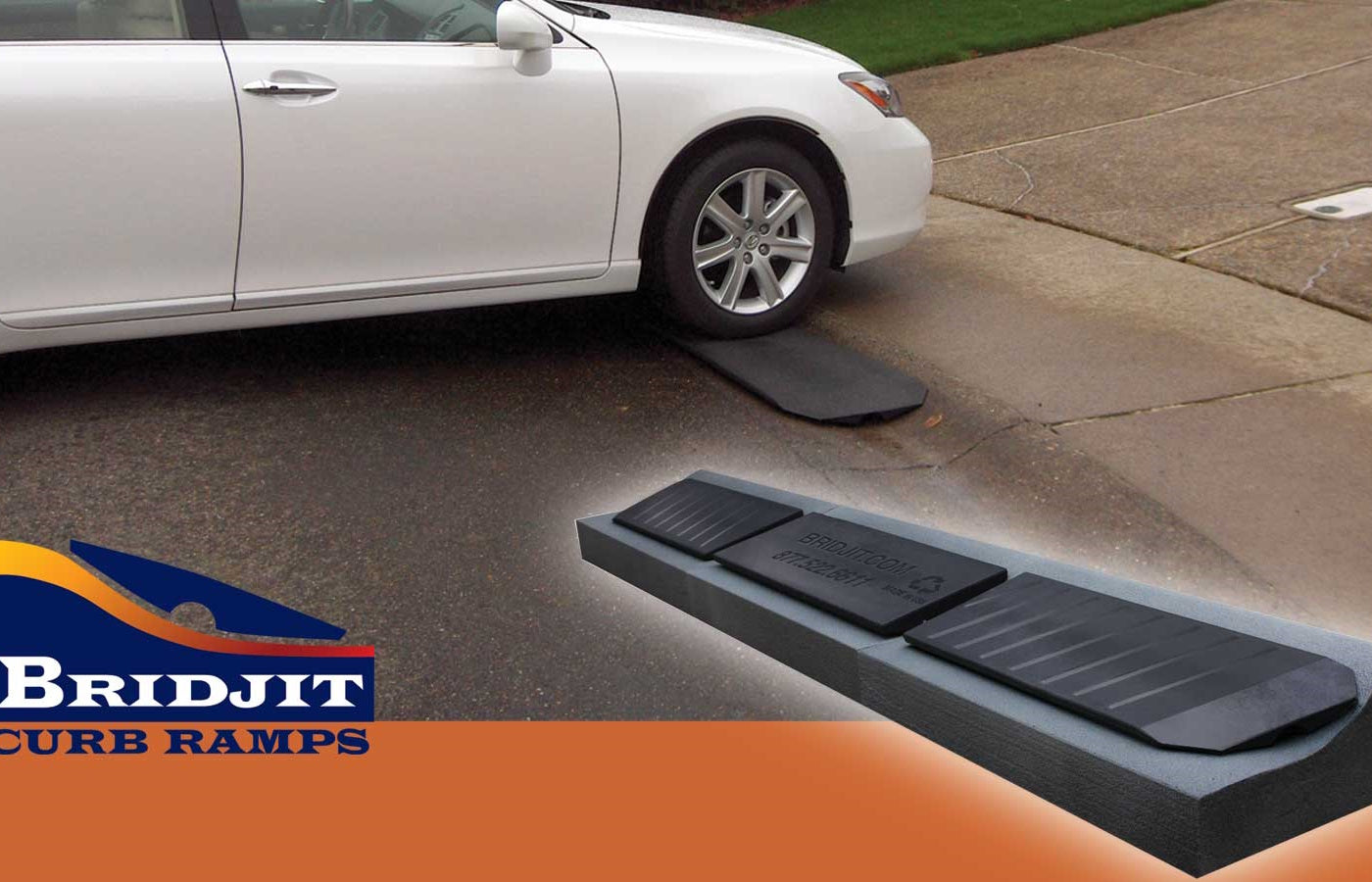 Bridjit Rubber Driveway Ramp | 5-Piece 20-Foot Driveway Curb Ramp for Low Cars