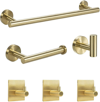 Gold 16-Inch Towel Bar Bathroom Set, Wall Mount Stainless Steel Shower Accessories Set