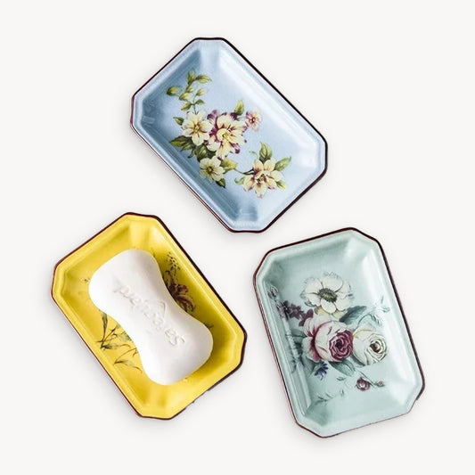 Vintage Floral Ceramic Soap Dish – Decorative Bar Soap Holder for Bathroom