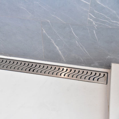 SereneDrains 60 Inch Linear Shower Drain Kit with 2 Inch Drain Flange, Hair Trap | 6 Grate Designs