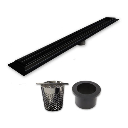 Modern Black Stainless Steel Linear Shower Drain for Tile Floors