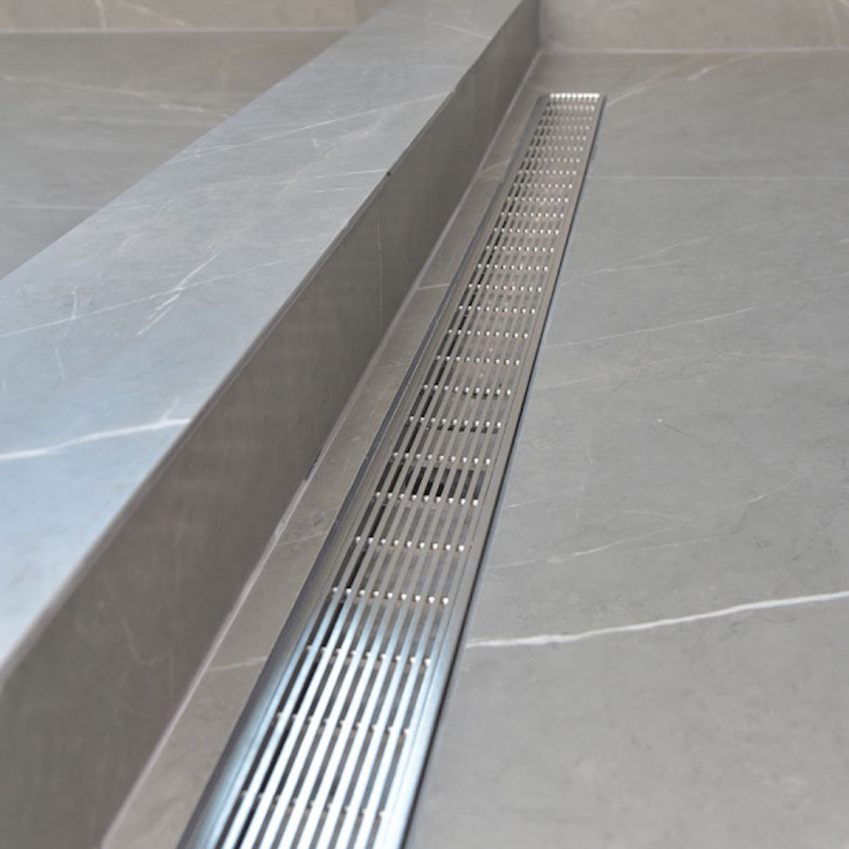 SereneDrains 60 Inch Linear Shower Drain Kit with 2 Inch Drain Flange, Hair Trap | 6 Grate Designs