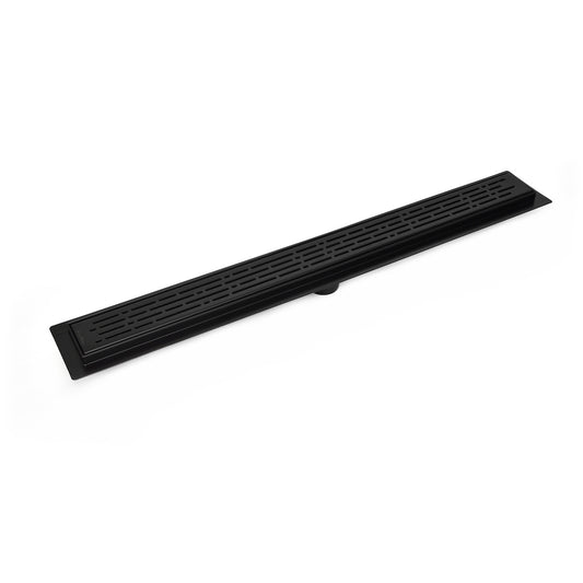 SereneDrains Matte Black Linear Shower Drain Broken Lane Design