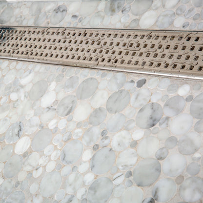 SereneDrains 40 Inch Linear Shower Drain Kit with 2 Inch Drain Flange, Hair Trap | 6 Grate Designs