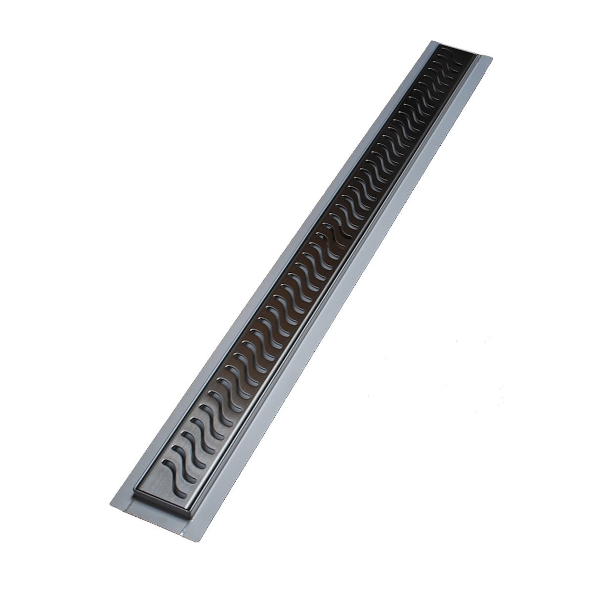 Linear Drain Brushed Nickel Ocean Wave Design, SereneDrains
