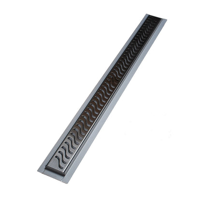 Linear Drain Brushed Nickel Ocean Wave Design, SereneDrains