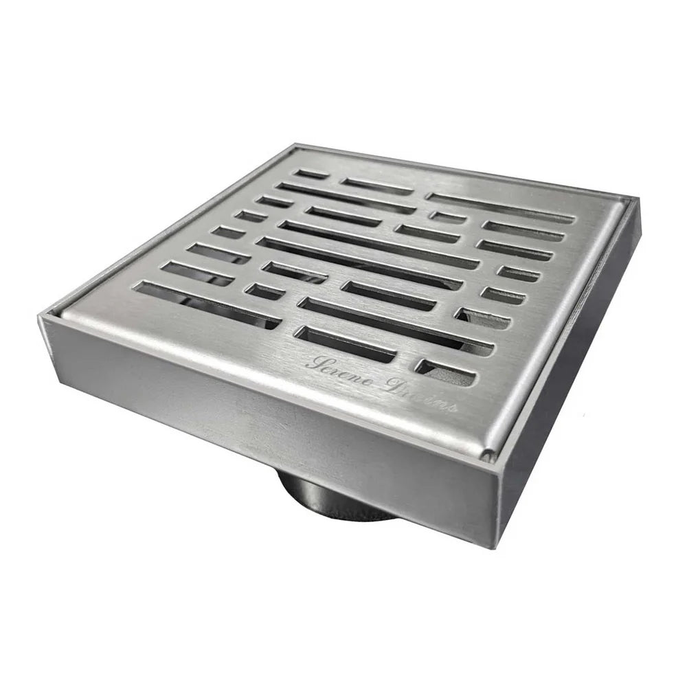 SereneDrains WOW Drain™ Horizontal Side Discharge Outlet with Square Shower Drain Kit