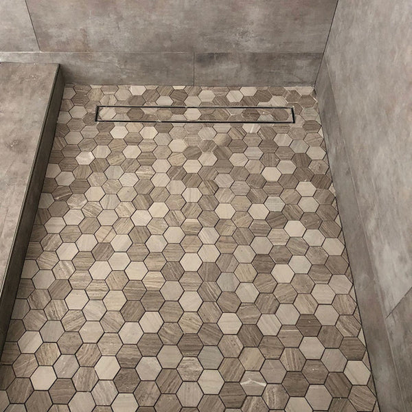 Tile Insert Linear Shower Drain, Brushed Stainless Steel Modern Tile in Linear Drain