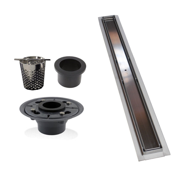 SereneDrains Linear Shower Drain, Stainless Steel Tile-In Modern Linear Drain