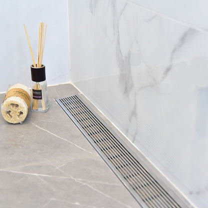 SereneDrains Linear Shower Drain, Polished, Linear Wedge Design