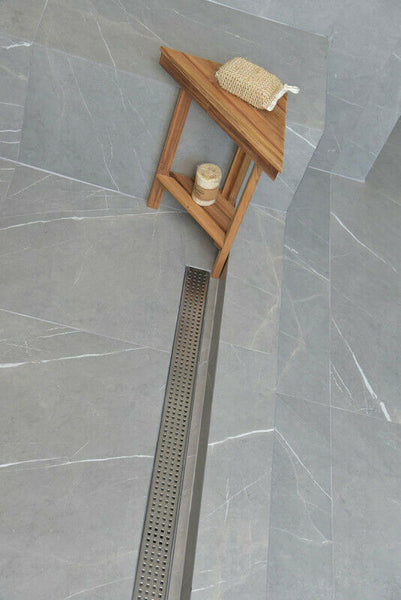 Side Outlet Linear Shower Drain, Traditional Square Design by SereneDrains