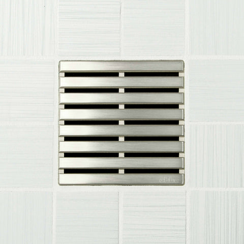 Ebbe E4811 Parallel Brushed Nickel Square Shower Drain with Installation Kit