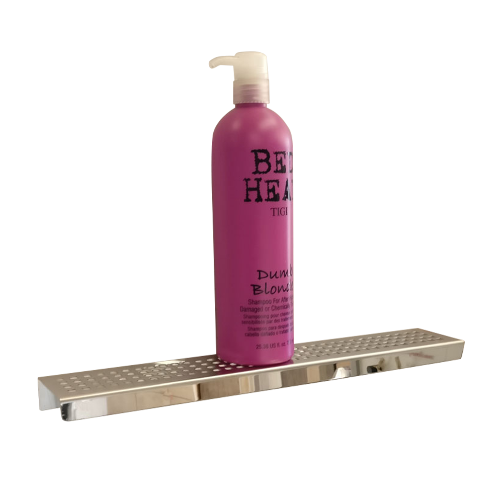 Polished Chrome Bath Set: 6" Square Shower Drain & Shower Shelf Squares Design