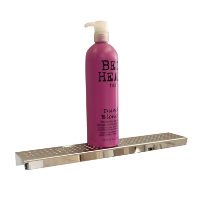 Polished Chrome Bath Set: 6" Square Shower Drain & Shower Shelf Squares Design