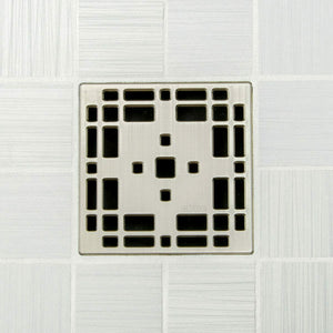 Ebbe E4801 Prairie Brushed Nickel Square Shower Drain with Installation Kit