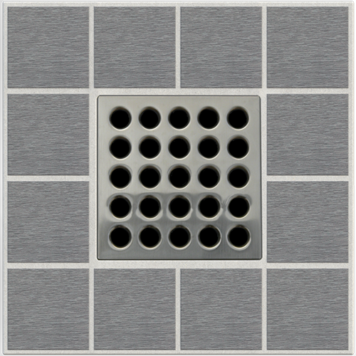 Ebbe E4404 Brushed Nickel Square Shower Drain with Installation Kit