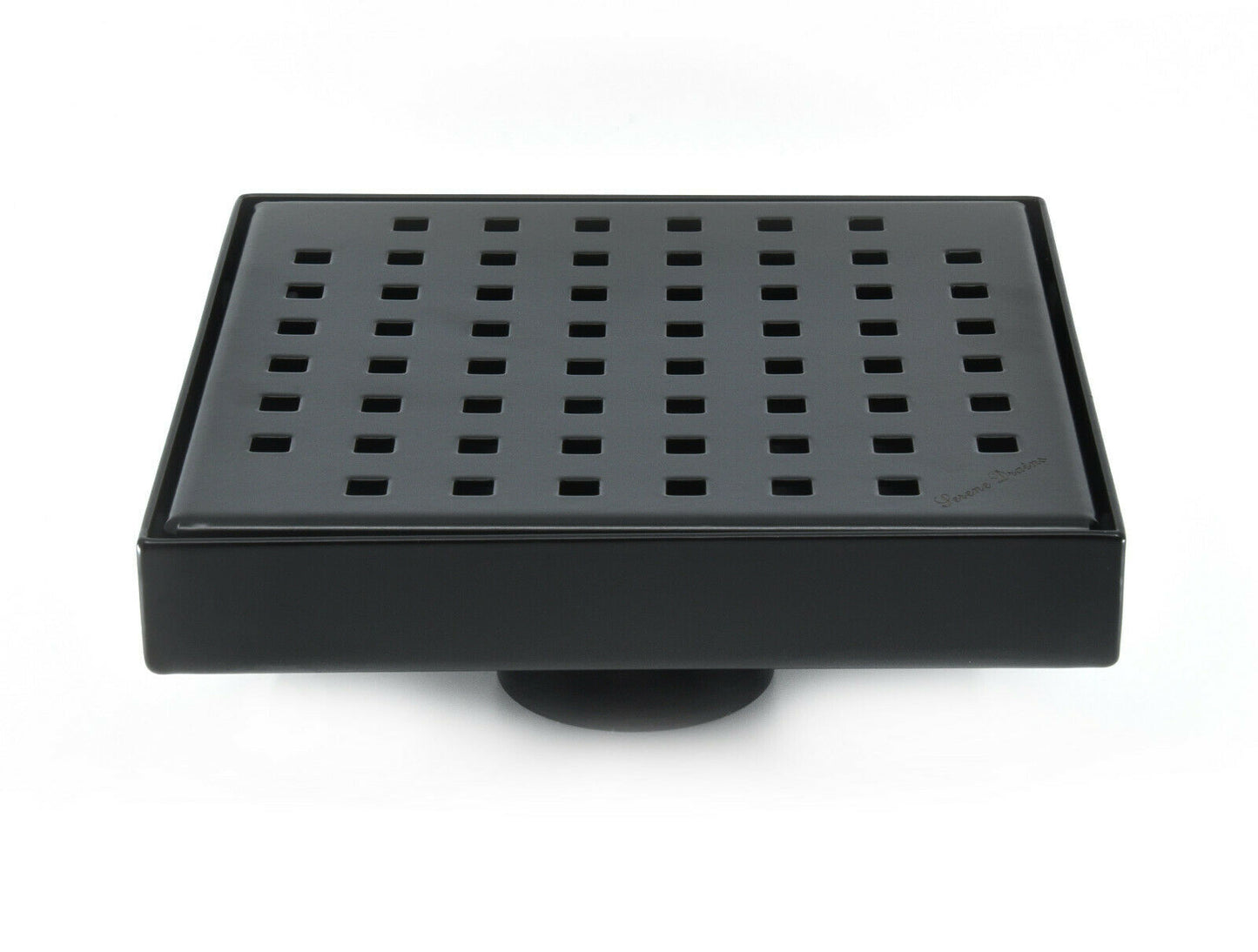 Matte Black Bath Set: 6 Inch Square Shower Drain & Shower Shelf Squares Design
