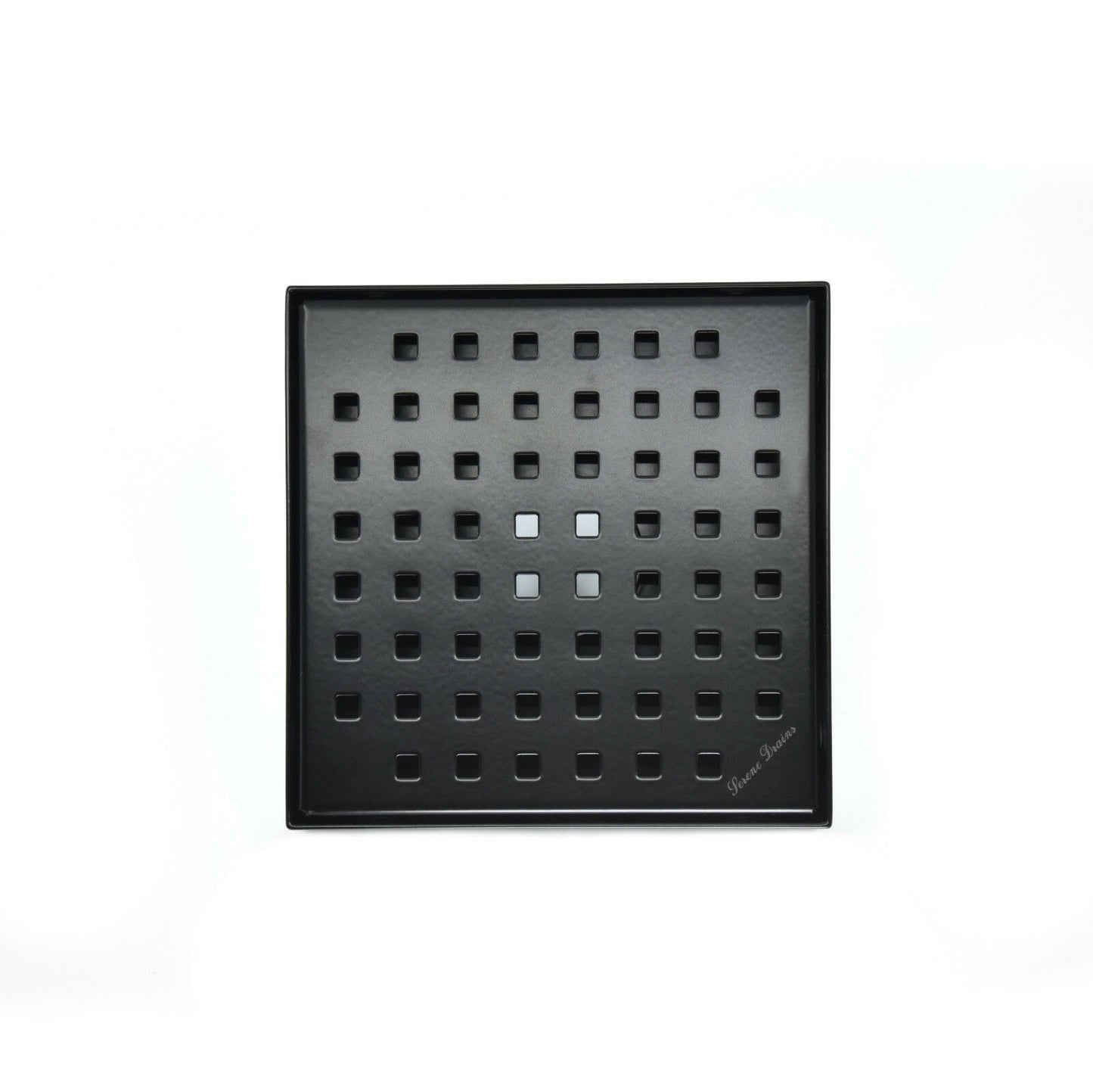 Matte Black Bath Set: 6 Inch Square Shower Drain & Shower Shelf Squares Design