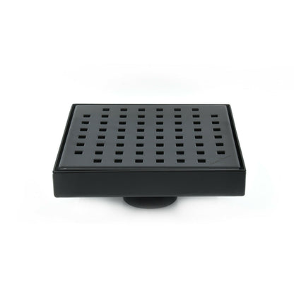Matte Black Bath Set: 6 Inch Square Shower Drain & Shower Shelf Squares Design