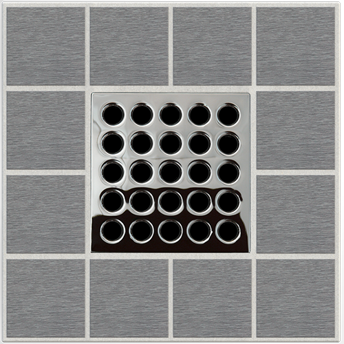 Ebbe E4401 Polished Chrome Square Shower Drain with Installation Kit