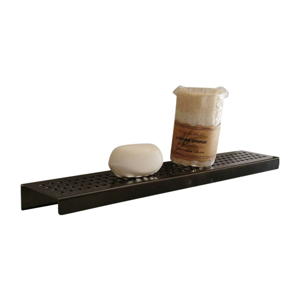 Matte Black Bath Set: 6 Inch Square Shower Drain & Shower Shelf Squares Design