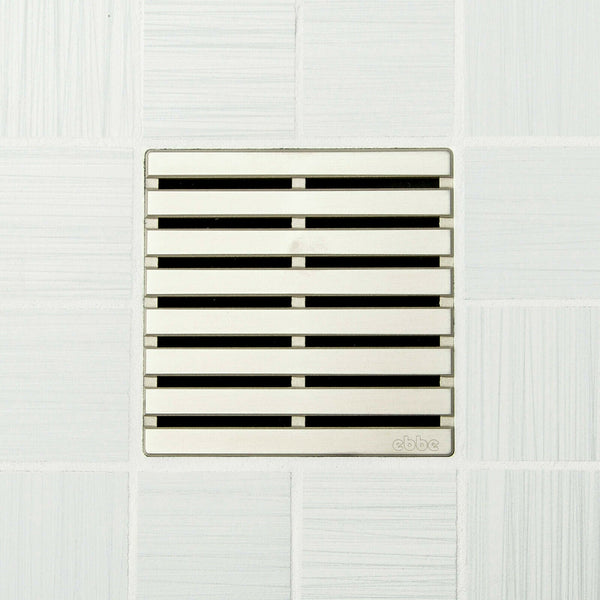Ebbe E4811 Parallel Satin Nickel Square Shower Drain with Installation Kit
