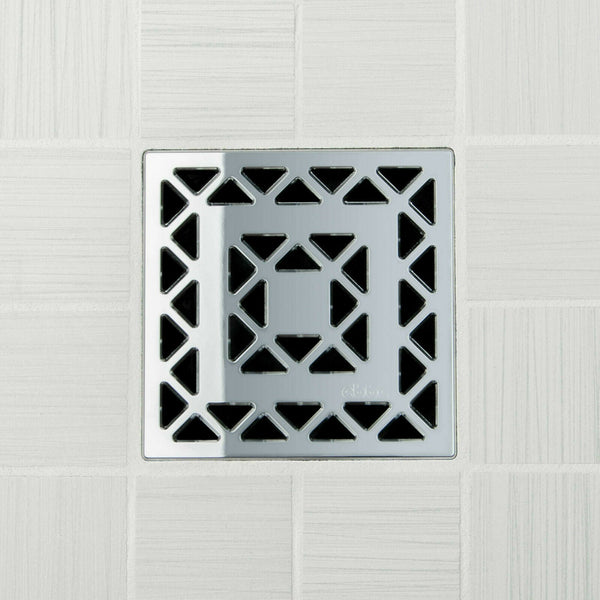 Ebbe E4802 Lattice Polished Chrome Square Shower Drain with Installation Kit