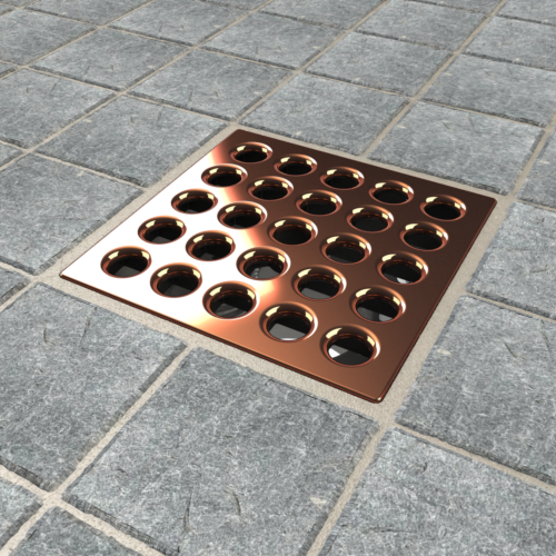 Ebbe E4406 Polished Copper Square Shower Drain with Installation Kit