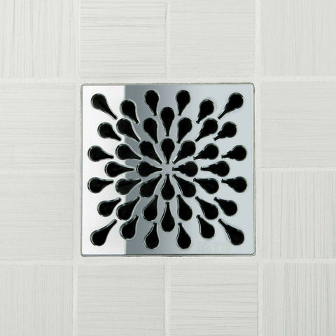 Ebbe E4805 Splash Polished Chrome Square Shower Drain with Installation Kit